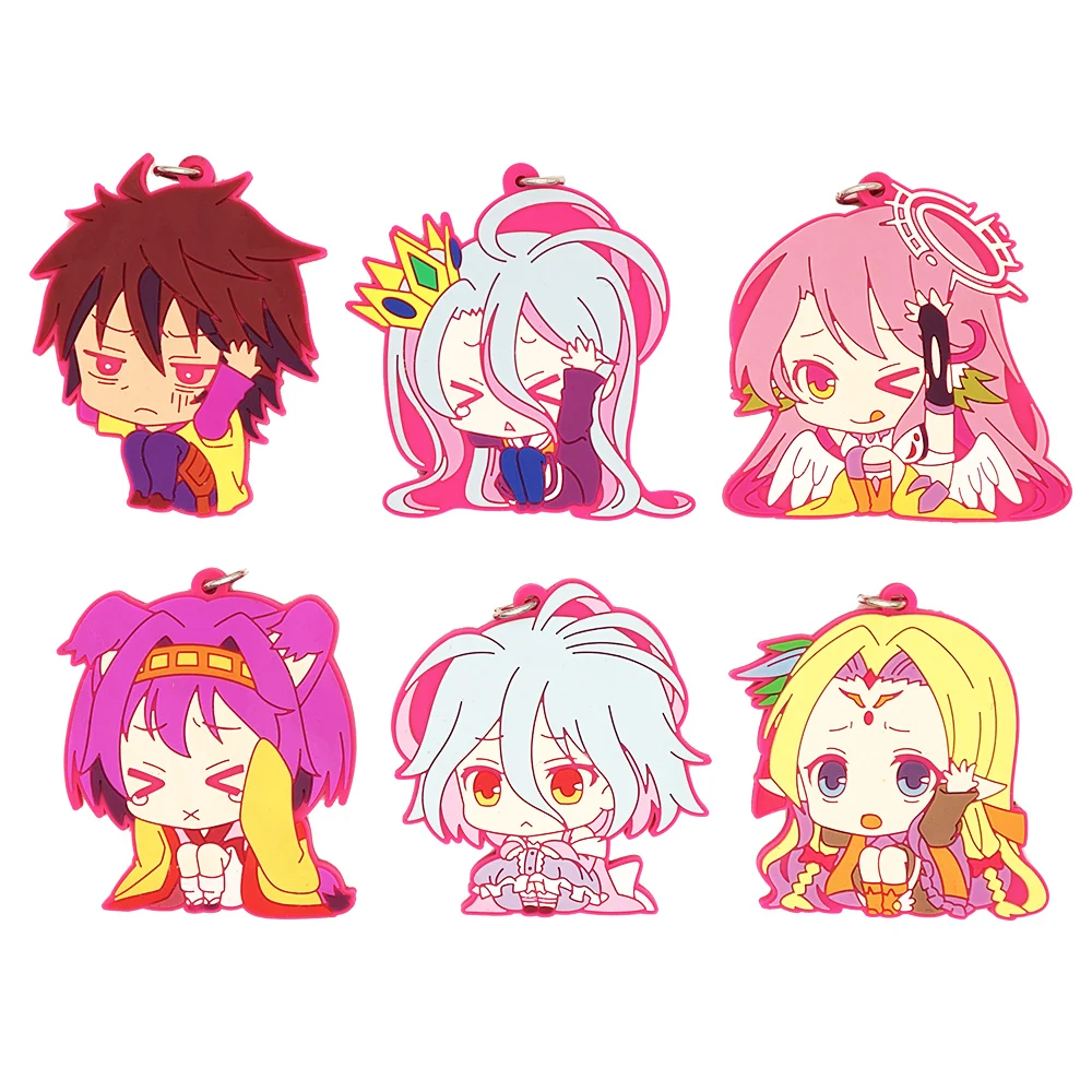 Резиновый брелок для ключей из аниме Shiro Sora Hatsuse Izuna Jibril Feel Nilvalen|Игровые фигурки и