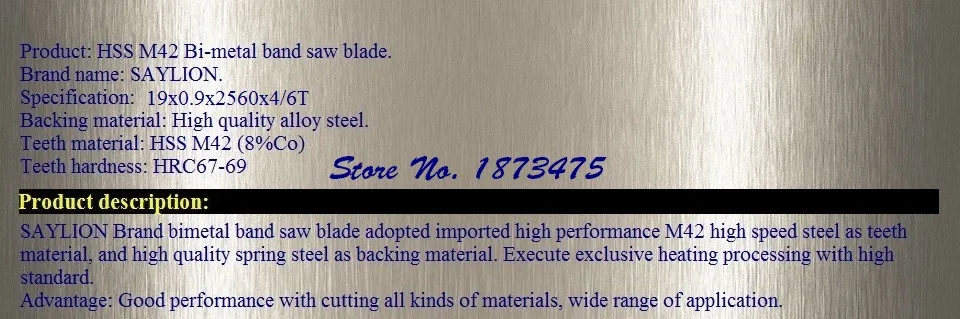 2560x19x0.9x4/6 т HSS резки металла ленточной пилы M42 bi-металл ленточная