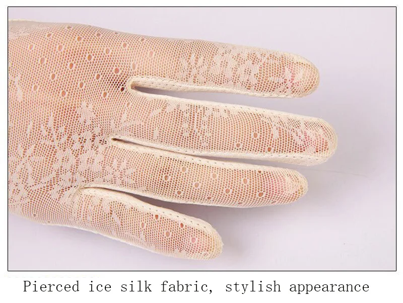 Сексуальные весенне-летние женские короткие перчатки для сенсорного экрана от солнца, модные женские тонкие шелковые кружевные перчатки для вождения 03