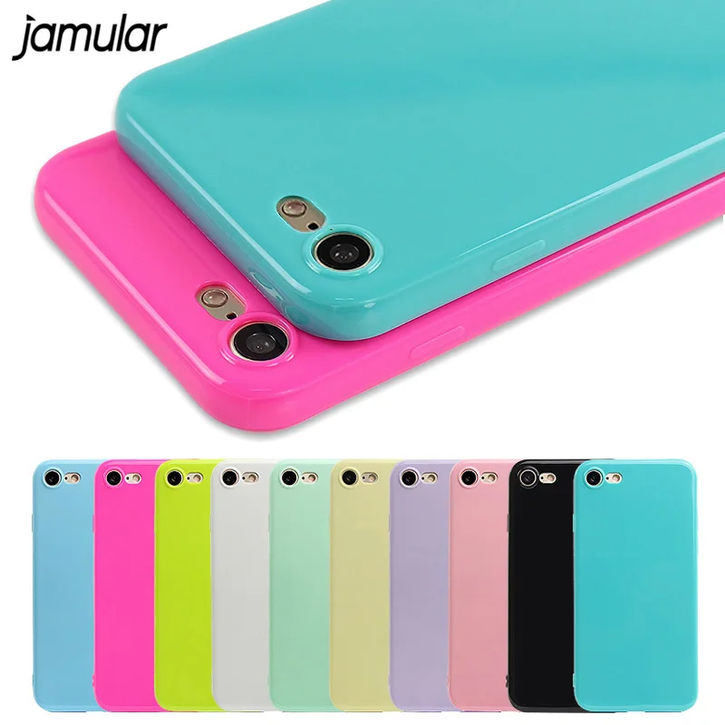 

JAMULAR Candy Jelly Soft Silicone Shockproof Case for iPhone 8 7 Plus 6S 6 5s SE Phone Cases For iPhone X XS MAX XR 6 6s Cover
