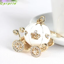 Новое поступление милый большой белый Карета для принцессы из тыквы Кристалл Шарм брелок для ключей Ap15