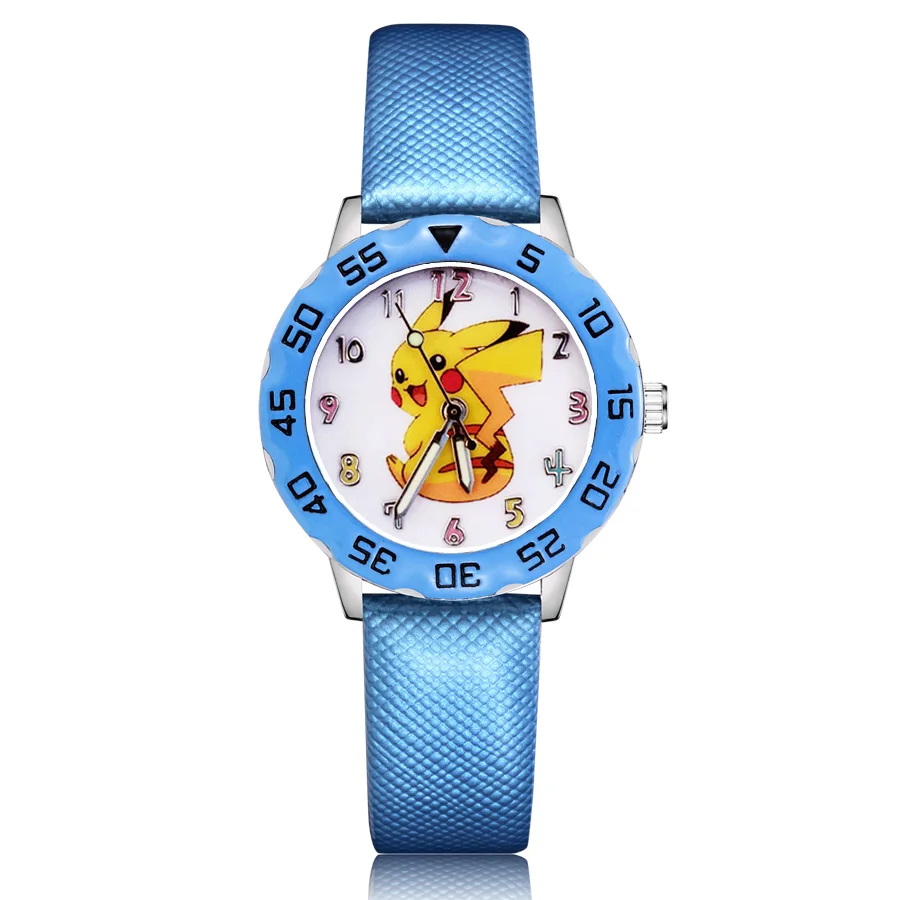 Модные Мультяшные милые детские часы в стиле Пикачу, детские Студенческие Кварцевые наручные часы для мальчиков и девочек Clcok JM88 - Цвет: Sky Blue