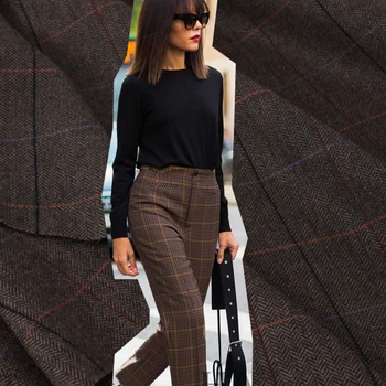 

Elegant classic coffee colored woolen woolen worsted fabric 1.5 meters wide suit coat fabric