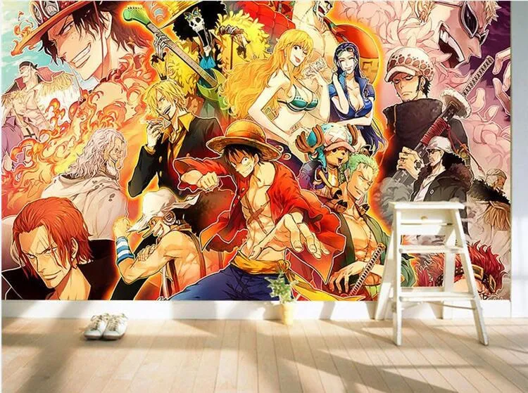 Custom children's wallpaper,One Piece Luffy Poqiang,3D cartoon