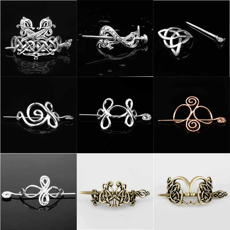 

Viking Hair Jewelry Celtics Knots Crown Hairpins Vintage Style Bronze antique silver Hair Clips Hairpins girl Women Hair Stick