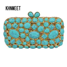 Булыжник Бирюзовый клатч Для женщин со стразами вечерняя сумочка; BS010 Кристалл Pochette кошелек светло-зеленый Bling Свадебная вечеринка сумки sc459