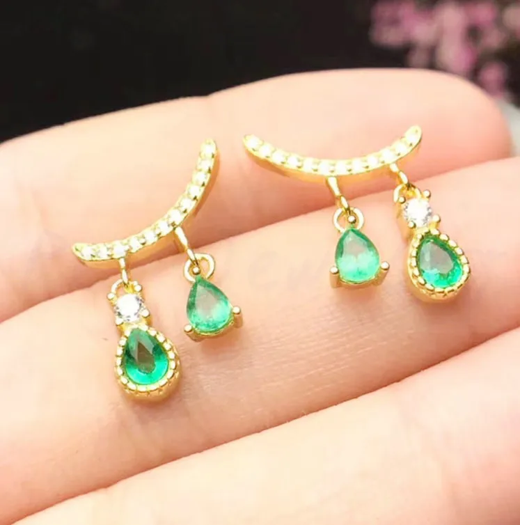 Рубин Серьги натуральный настоящий Рубин стерлингового серебра 925 0.3ct* 4 шт. драгоценный камень ювелирные украшения Moon Стиль# BR18073015
