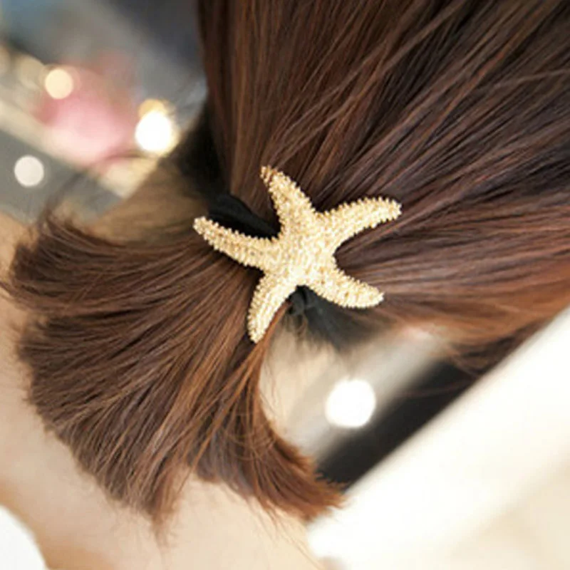 

Hair Band Rope Gold Starfish Elastic Hairs Clasp Headdress Rubber Band KNG88
