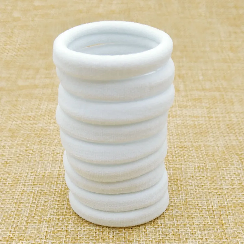 

100 Pcs/lot Size 40mm White Hair Accessories For Girls Scrunchies Elastic Hair Bands Children Decorations Headdress Gum