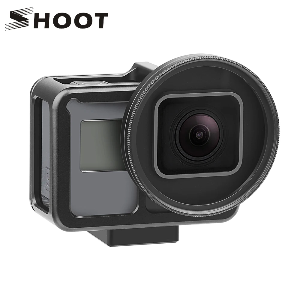

SHOOT CNC Aluminum Alloy Protective Case Cage Mount for GoPro Hero 7 6 5 Black With 52mm UV Lens for Go Pro Hero 7 6 5 Accessory