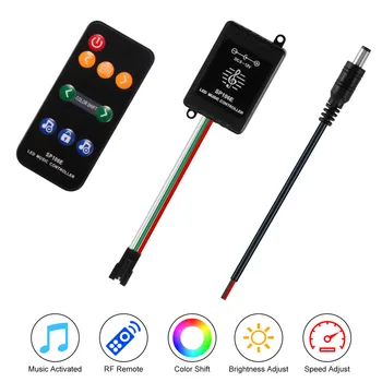 

4 Mode SP106E LED RGB Music Controller with 9 Keys Remote Controller Adjust Brightness for WS2811 Flexible LED RGB Strip DC 12V