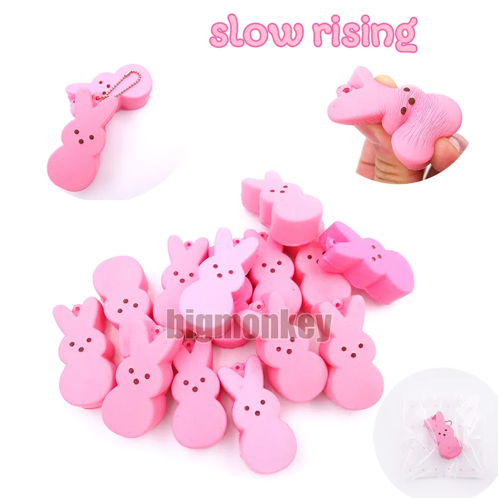 

Big monkey NEW 40pcs/Lot, 5.5CM PU corful Kawaii Mini Lovely expression of Pink Rabbit Squishy Cell Phone Charm