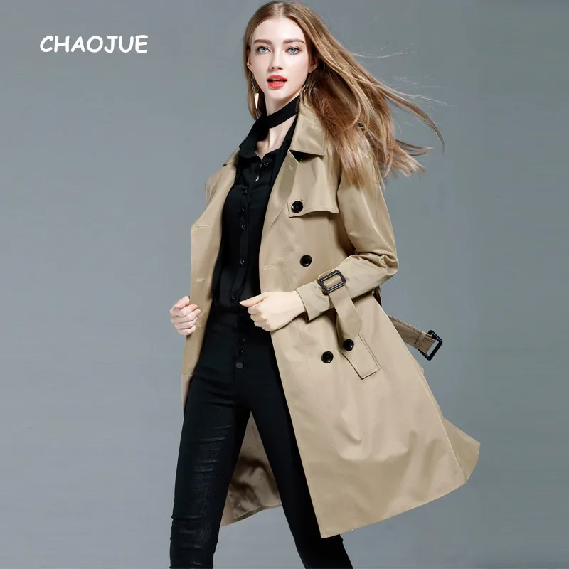 

CHAOJUE Khaki Trench Coat for Women 2024 Spring/Autumn Loose Long Coat Plus Size 4XL Double Breasted Pea Coat Female Overcoat