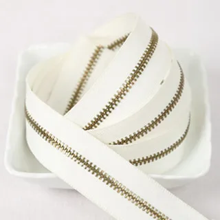 1 pcs/5cm-120cm customize the length of the metal zipper, tan teeth white zipper tape,wholesale clothing accessories