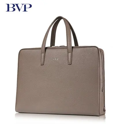

High Quality Famous BVP Brand Genuine Leather Business Men Portable Briefcase Cow leather High-Capacity Zipper Attache Case J50