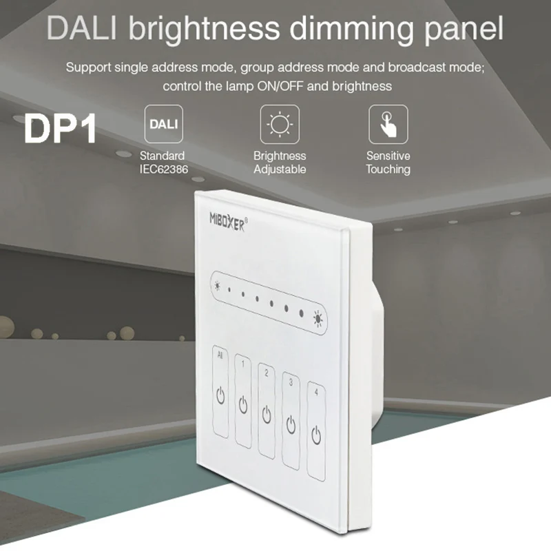 DP1 MiBOXER DALI 86 Сенсорная панель одноцветная/CCT/RGB+ CCT затемняющий умный светодиодный диммер контроллер DP1/DP2/DP3 для светодиодной ленты светильник - Цвет: DP1