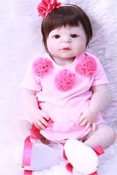 Всего тела силиконовые куклы для новорожденных и малышей Реалистичного девушка Bebe 22 "Reborn bonecas ребенок подарок игрушки розовое платье с