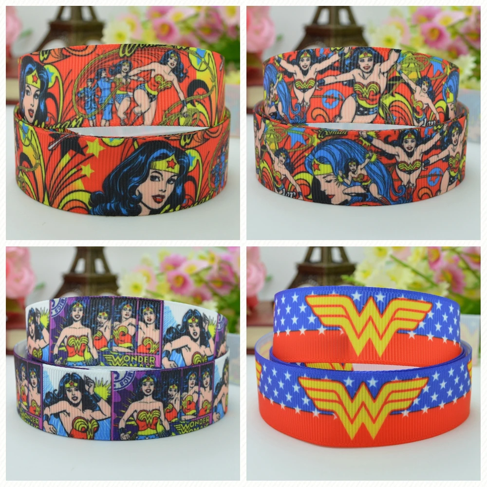 

DUWES 7/8" 22mm 2 5 10 20 50 Yards Wonder Woman hero Printed grosgrain ribbon hair bow DIY handmade Retail