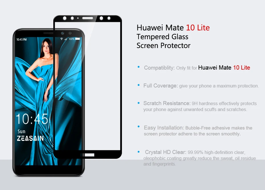 2 Pack Original ZEASAIN 2.5D Full Cover Tempered Glass Screen Protector For Huawei Mate 10 Lite Mate 10Lite Toughened Glass Film (5)
