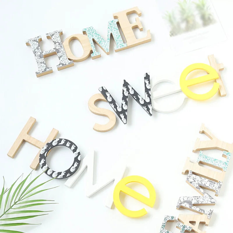 

Nordic Wooden Home/Family Logo Wall Art Kindergarten Decoration Children Room Decoration Wedding Party Home Decoration Letters