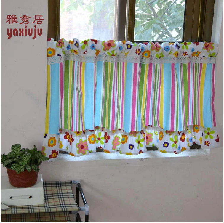 Кофе Занавес сращивания кружево полоса цветок хлопка занавес ручной кофе