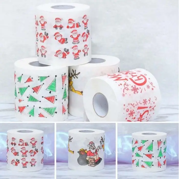 Santa Claus Merry Christmas Toilet Roll Paper Table Living Room Bathroom Tissue UYT Shop