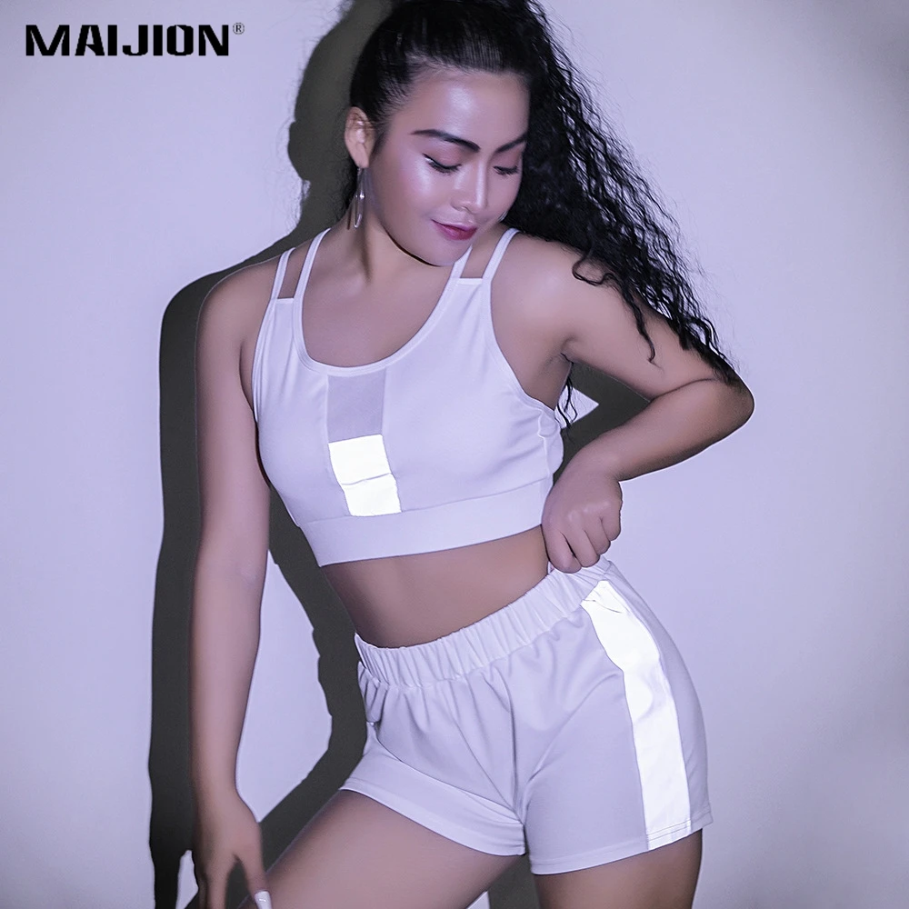

Reflective Athletic Running Sets For Women Summer Breathable Jogging Sport Suits Quick Dry Workout Yoga Set Gym Fitness Clothing