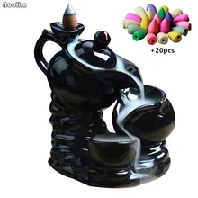 Чайник в форме чашки керамический обратный поток курильница с держателем ручной работы черный ладан курильница домашний буддийский декор+ 20 шт конусов