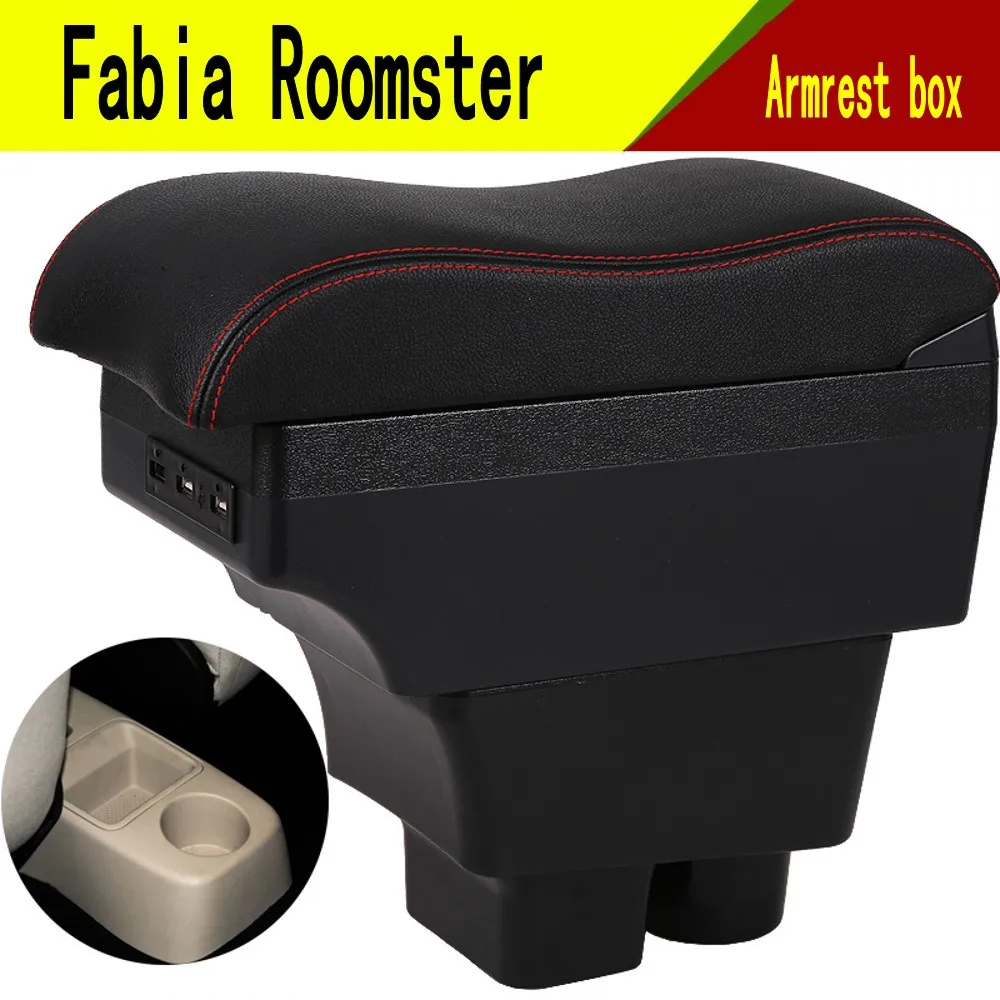 

For Skoda Fabia Roomster armrest box central Store content box with cup holder ashtray decoration products With USB interfac