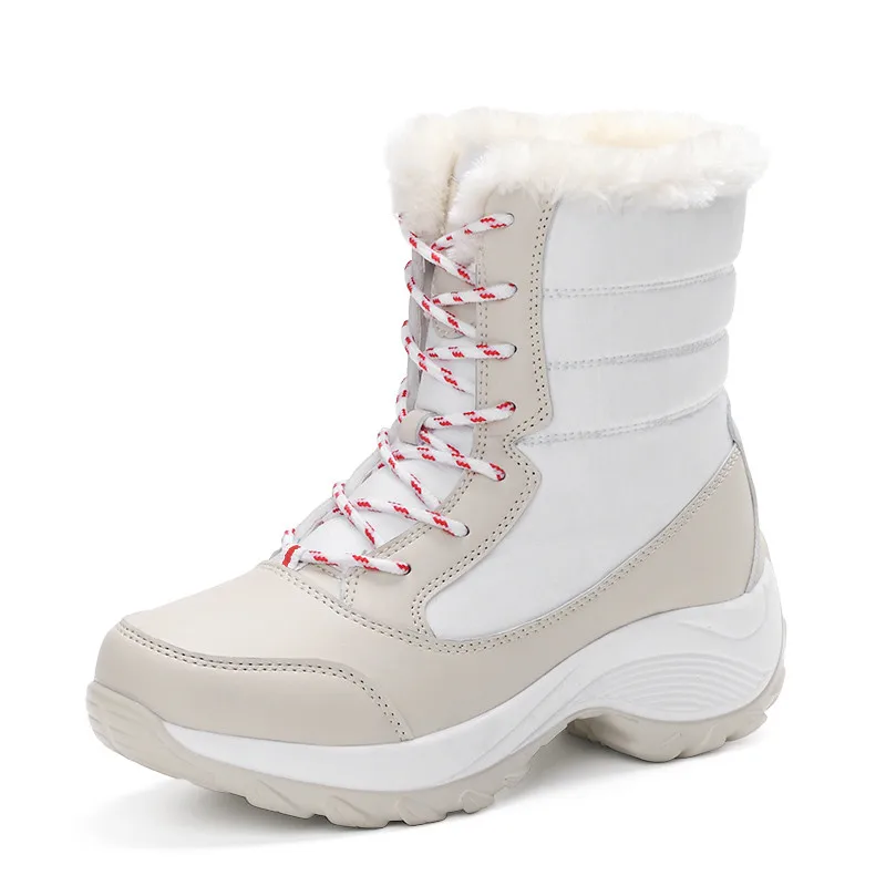 

2018 winter waterproof cotton women's shoes suede rubber platform boots transparent white snow boots