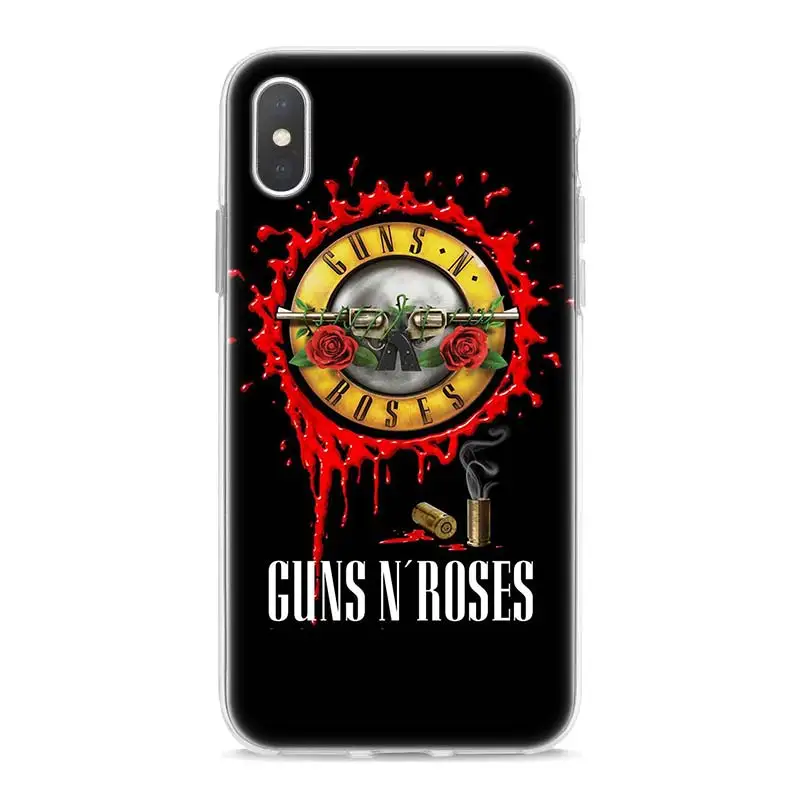 Чехол guns n roses для iphone XR XS Max 7 7S 8 Plus X 10 7+ 8+ 5 5SE 5C 6 6S 11 11Pro, мягкий чехол для телефона из ТПУ