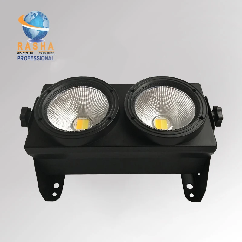 

Rasha 2 Eyes 2*100W 2in1 COB WW/CW Warmwhite/Coolwhite LED Blinder Light Stage LED Audience Studio Blinder Light Theater Light