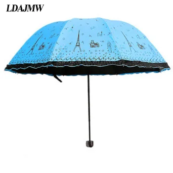 

LDAJMW Hot Korean Princess Appollo Paris tower Umbrellas sunshade Super Anti-UV Umbrellas Sun Protection Parasols Rain Umbrella