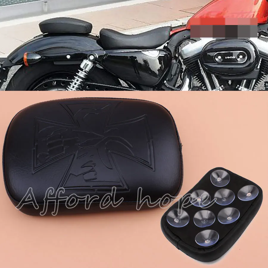 Motorcycle Rear Fender Solo Seat Cover Leather Pillion Pad Cross Logo