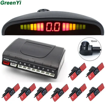 

Car Parking Sensors 8 Sensors 13mm flat parking Sensors 4 Front 4 Rear + LCD Display + Voice Alarm Parking Reversing Radar