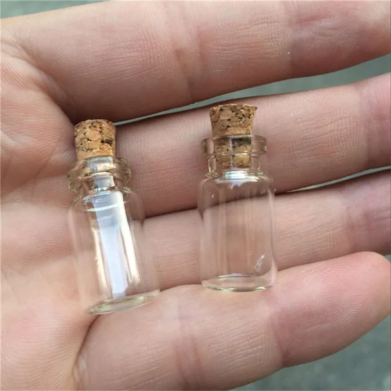 Mini Glass Bottles with Cork Empty Tiny Transparent Glass Bottle Jars 1ml 13x24x6mm 100Pcs
