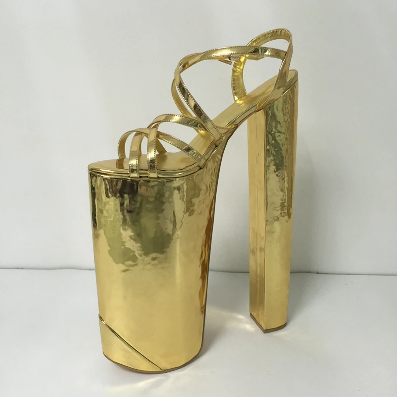 customized gold women sandal extrem high heels cross tied open toe womens size 14 shoes