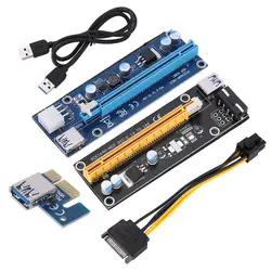Установить горно Miner PCI-E Riser 1x к 16x USB 3,0 Powered Extender Riser адаптер Графика карты с SATA желтый и синий