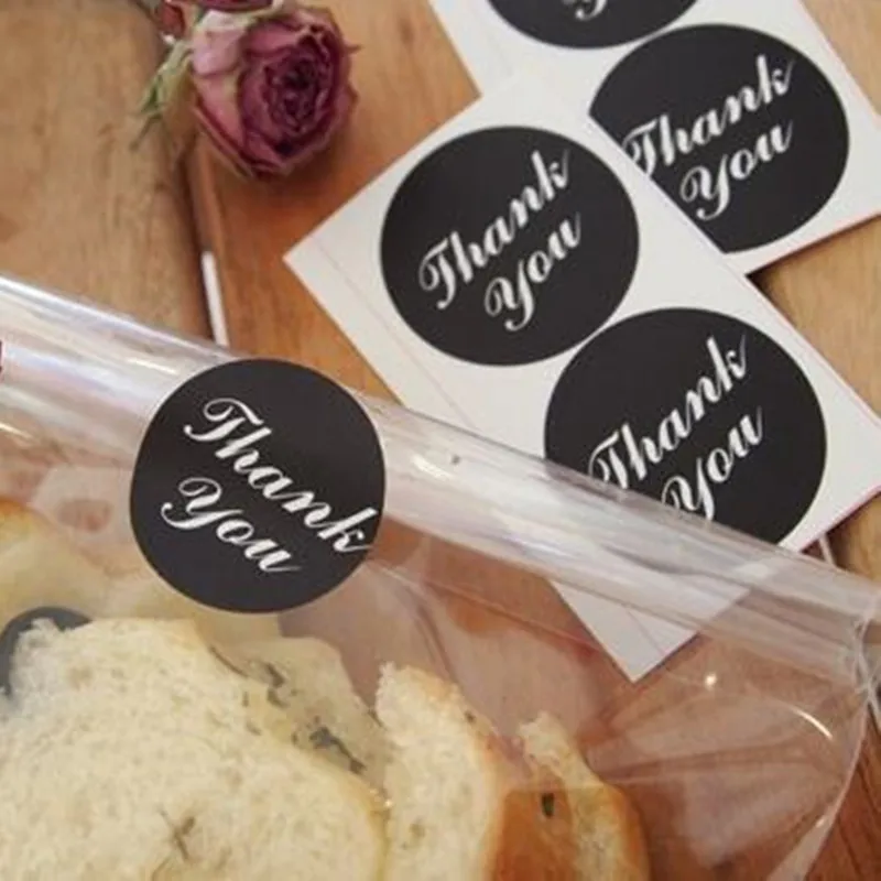 

90pcs Dia 3.5cm Thank You Black Round Sticker Labels food Seals, Gift stickers for Halloween party seals