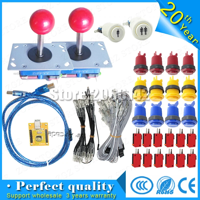 

DIY PC PS/3 2 IN 1 Arcade controller 2 player MAME Multicade Keyboard Encoder USB Jamma Happy Style Push Buttons ZIPPYY Joystick