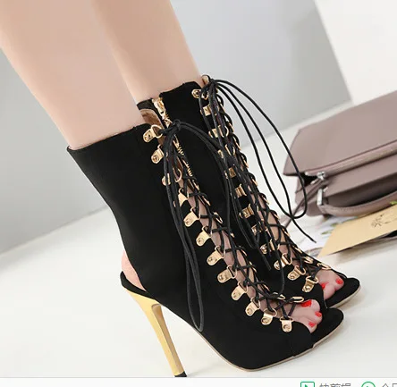 

Fashion Gladiator High Heels Women Cross Sandals Genova Stiletto Sandal Booties Open Toe Lace Up Pumps Shoes Woman Boots 3387