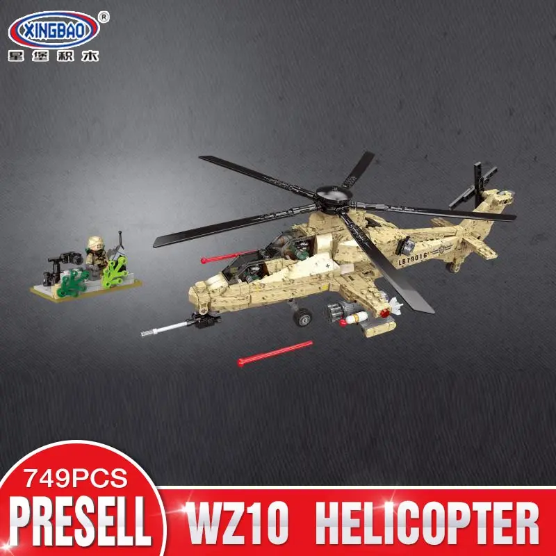

XINGBAO 06025 749PCS Military Series The WZ10 Helicopter Set Building Blocks Bricks Helicopter Model Kid Toys Christmas Gifts