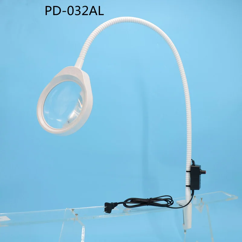 LED Long Arm Lights Magnifier with 10X Optical Magnifying Glass Lens