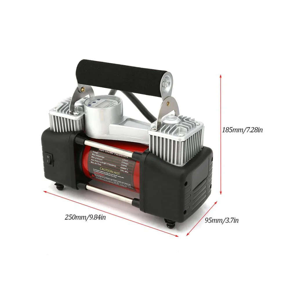 

12V 150 PSI Emergency Heavy Duty Car Van 4x4 Tyre Air Compressor Kit Inflator Pump for Cars SUV Trucks with Dual Cylinder