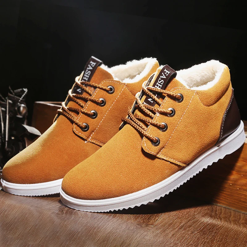 Men snow boots waterproof 2017 new superstar short plush warm boots suede 39 44 winter shoes