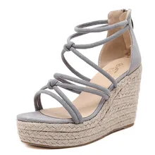 Luxury Brand Designer Espadrilles Wedge Sandals 2016 Rope Heels Women Platform Sandals Gladiator Summer Shoes