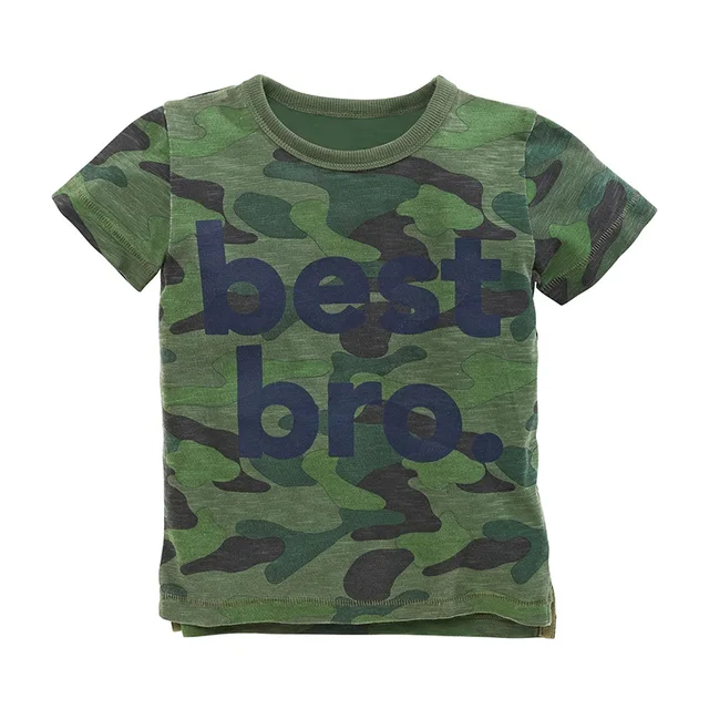 2018 Summer Boys Olive Green T shirts Short sleeve Cotton Army Boy T