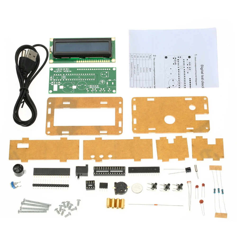 DIY цифровой таймер ЖК-часы комплект программист Дата Время Температура дисплей с прозрачный чехол с таймером переключатель