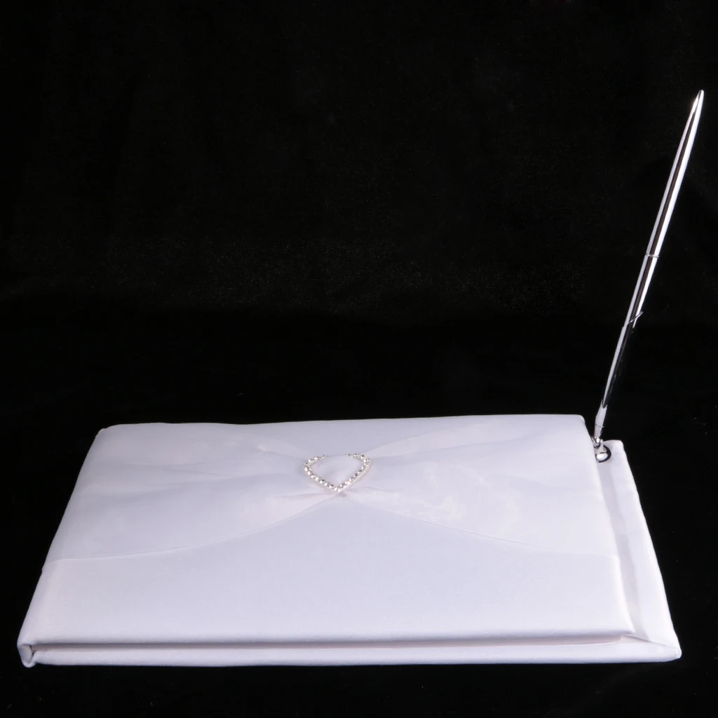 Hot Sale Elegant Wedding Guest Book and Pen Set with Tulle Crystal Decor Birthday Baby Shower Wedding Ceremony Party Supply 