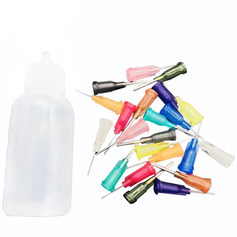 1 Set 50ml Dispenser Rosin Solder Flux Paste+11 Needles Tool Parts Empty E-liquid Plastic Rosin Flux Alcohol Bottle